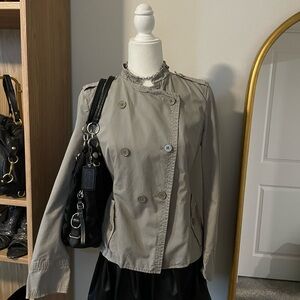 Banana Republic Gray Double-Breasted Trench Coat